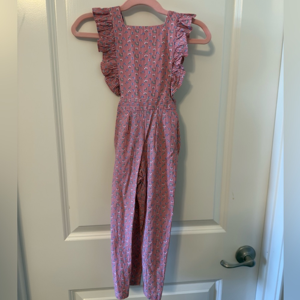 Pink Ruffled Floral Overalls - Picture 1 of 4